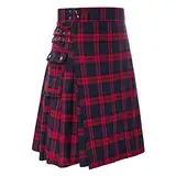 Schottischer Kilt Herren Kariert Klassischer Schottische Tartan Kilt Goth Rock Minirock Streetwear Bequeme Highland Schottenrock Mit Ledergürtel Skater Streetwear