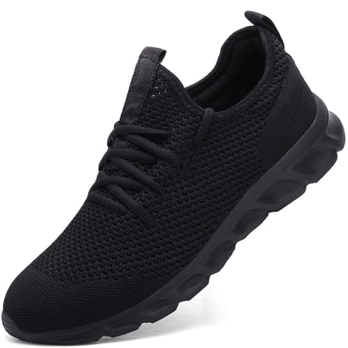 Damyuan Herren Laufschuhe Turnschuhe Sportschuhe Running Sneaker Freizeit Straßenlaufschuhe Fashion Leichtgewichts Atmungsaktiv Walkingschuhe Outdoor Fitness Jogging Sportsschuhe Schwarz 45 EU