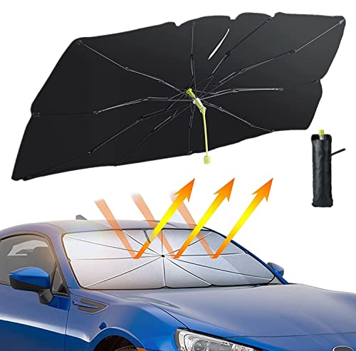 Sonnenschutz Auto Frontscheibe Innen, CompraFun Auto Windschutzscheibe Sonnenschutz 140 x 75 cm, Faltbarer Auto Sonnenschirm für Frontscheibe UV-Schutz, geeignet für die meisten Autos, SUVs, Lastwagen