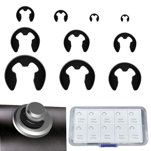 120 Stück E-Clips Sicherungsringe Set, Edelstahl Sicherungsring Sicherungsscheiben E-clip, 10 Größen M1.5/2/3/4/5/6/7/8/9/10 mit Kunststoffbox, für Wellenbefestigungsteile