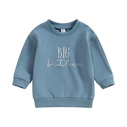 ESSECMBS Kinder Baby Jungen Familie Passendes Sweatshirt Strampler für Brüder Langarm Rundhalsausschnitt Little/Big Brothers Strampler Hemd Familie Brüder Kleidung (Big Bro Blau 2, 2-3 Years)