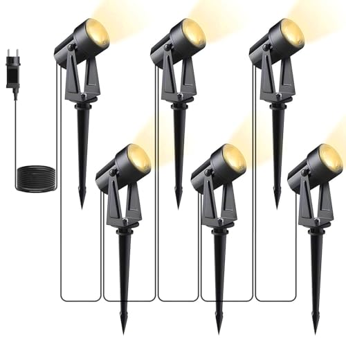 Svater LED Gartenbeleuchtung mit Strom,20M/6er Set Strahler Außen Warmweiß 3000K,Wasserdicht IP65 Gartenstrahler Led Außen,27V 900lm Gartenlampen für Draußen, Terrasse, Einfahrt