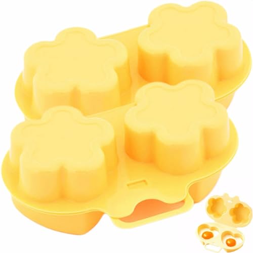 2pcs Mikrowave-Eierwilderer 2-Cavity Mikrowellen-Eierkocher Lebensmittelqualität Plastikhersteller Blume ＆ herzförmige Wildererin für Kalorien mit kalorienarmen Frühstückskocher