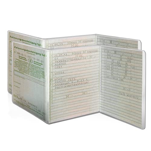 L&P Car Design GmbH L&P A250-1 2 Stück KFZ Fahrzeugschein Schutzhülle 3 teilig Fahrzeug Schein Etui KFZ Hülle Schutzfolie aus PVC Motorrad Krad transparent (2)