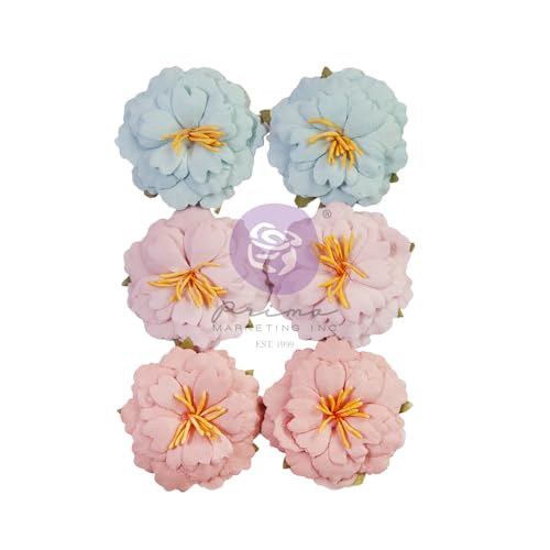 Prima Marketing Paper Flowers 6/Pkg-Sweet Vintage, French Blue