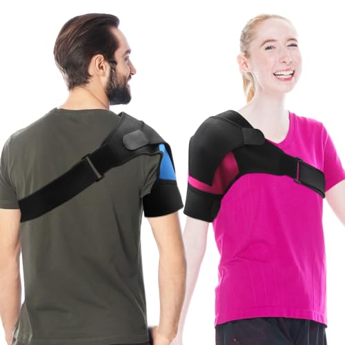 RANJIMA Verstellbar Schulter Unterstützung, 2 Stück Schulterbandage für Herren und Damen, Schulterstütze Verstellbare Unterstützung Bandage Arthritische Schultern, Schulterschutz für Linke/Rechte