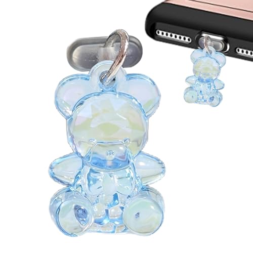 Handy Staubschutzstöpsel Charm, USB C Staubschutzstöpsel, Anhänger für Staubstecker Typ C Bär Acryl | Ladeanschluss Abdeckung, Handyanhänger, Anhänger für