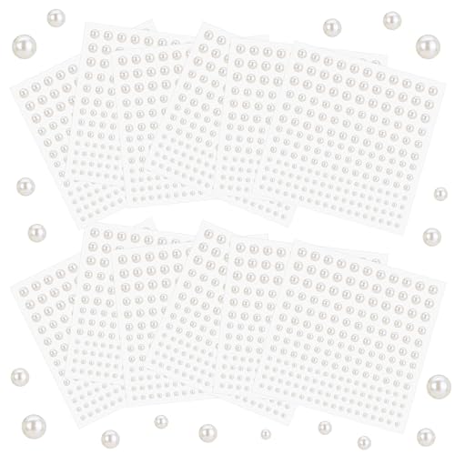 Naler 1830 Stück Perlen Selbstklebend DIY Halbperlen Selbstklebend 10 Blatt 3/4/5/6mm für Halskette Armbänder Basteln Make-up Nägel Dekorieren Hochzeit Kleidung Schmuckherstellung DIY Handy