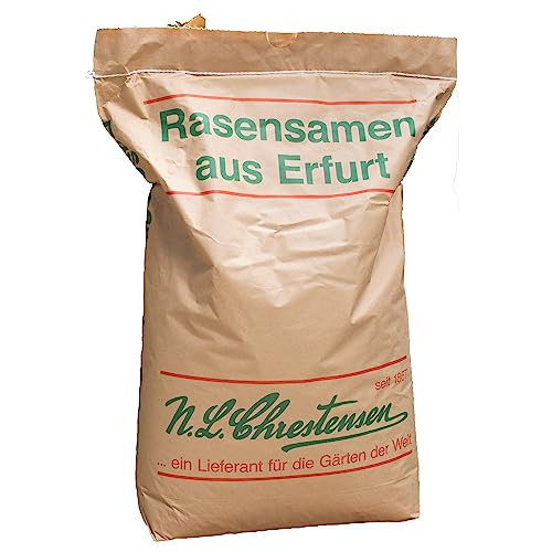 N.L Chrestensen 10kg Rasensamen Sport und Spiel für strapazierfähige Spielflächen, Hausgärten und Rasen-Nachsaat, Samen schnellkeimend, robust und dürreresistent, 300-400 qm