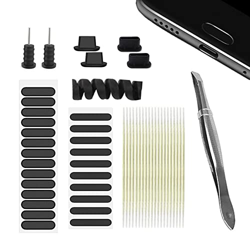 SELIACR Telefon-Staub-Kit, Mobiltelefon Netzwerk-Kleber für Lautsprecher/Schutz 3.5mm Headset Kabel/Staubstöpsel für Type-c Phone 12 13, Telefon-Lautsprecher-Reinigungswerkzeug