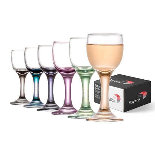 GOSOYO Bunte Shotgläser, 6 Stück (2 oz/55 ml), Shotgläser, Schnapsgläser, Sherry-Gläser, Absinth-Gläser, Mini-Weingläser, Portgläser, Aperitifgläser