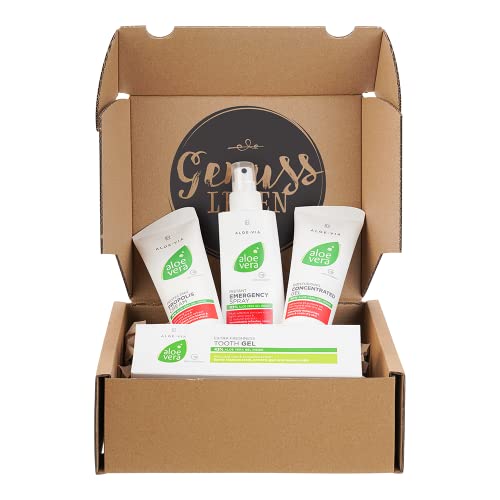 Genussleben Box mit LR Aloe Vera Concentrat Gel 100ml, Emergency Spray 150ml, Propolis Creme 100ml und Zahncreme 100ml