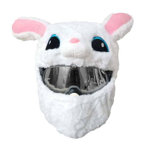 Motorradhelm Überzug Plüsch, Motorradhelm Cover Männer Frauen, Cartoon Plush Motorcycle Helmet Cover, Interessanter Motorradhelm, Weiß