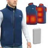 carwee Beheizbare Weste, Heizweste Herren mit Powerbank, USB Beheizte Jacke Fleece Wärmeweste mit akku, Heizjacke Damen Winter für Outdoor Motorrad Camping, Blau, XXL