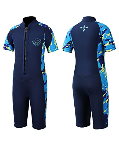 Yikayin Neoprenanzug Kinder, 2.5mm Kurze Neopren Taucheranzug für Jungen Mädchen, Surfanzug mit Frontreißverschluss zum Tauchen, Surfen, Schwimmen, Kajakfahren