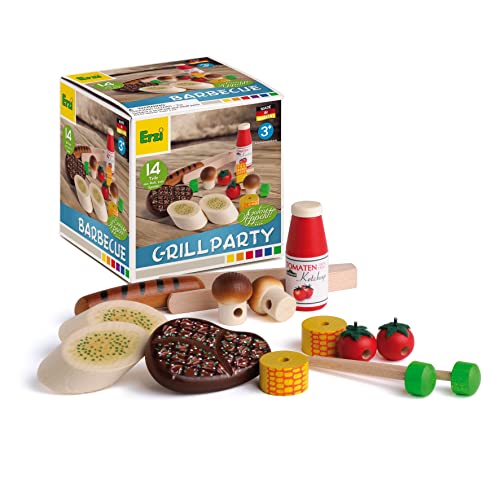 Erzi 28199 Sortierung Grillparty aus Holz, Kaufladenartikel für Kinder, Rollenspiele