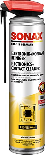 SONAX Elektronik+KontaktReiniger mit EasySpray (400 ml) hochaktiver, schnell ablüftender Reiniger für elektronische Kontakte & Bauteile | Art-Nr. 04603000
