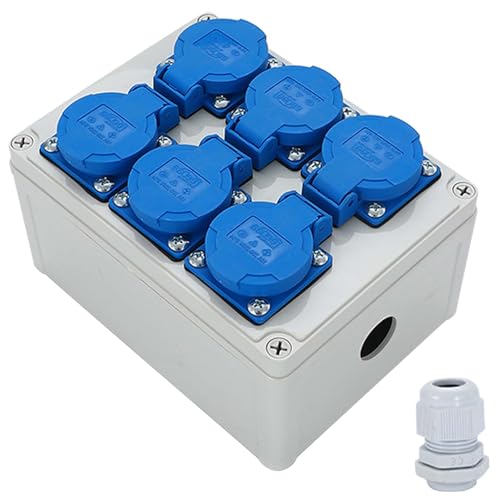 Wandverteiler Stromverteiler 6x 230v 16A, Baustromverteiler Wandverteiler, Baustromverteiler Für Indoor/Outdoor-Bereich, Werkstätten Und Fabriken, Stromverteiler Aussen Wasserdicht Ip54, Leergehäuse