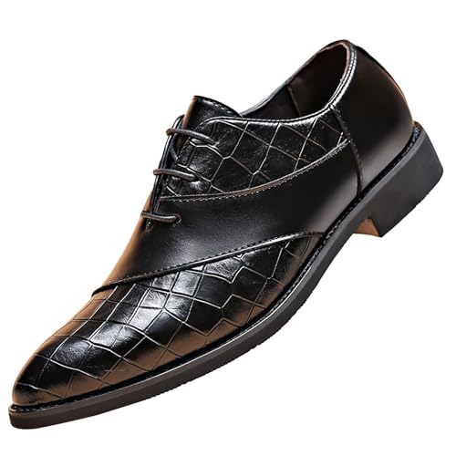 Mumuj Herrn Leichte Kellner Schuhe Herrn Blaue Modische Herrenschuhe aus mit atmungsaktivem und bequemem Business-Schnürschuh und Freizeit- Herren Grau Lederschuhe Elegante Anzugschuhe Men (Black, 40)