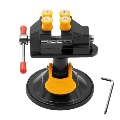 Mini Schraubstock mit Saugnapf, Kleine Werkbank Schraubstock, 360 Grad drehbar, Walnuss Schraubstock Werkzeuge, für Schmuck, Bohrmaschine, Schmuck, Nuklearuhr Reparatur (Schwarz)