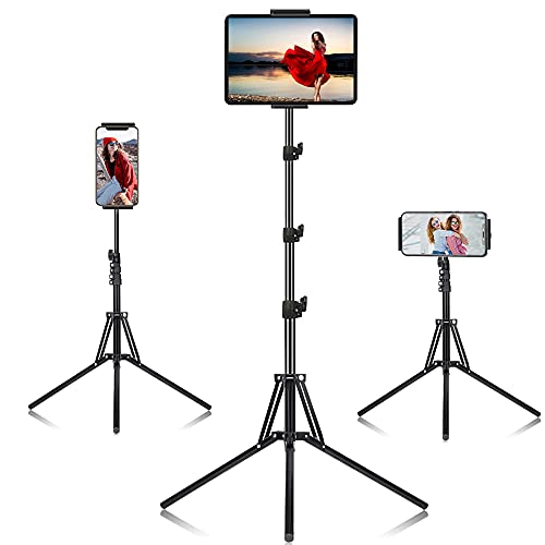 Tablet Halterung Stativ Tablet Ständer Stativ Höhenverstellbar bis 65" Tablet Ständer, Smartphone Halterung Stativ mit 360°- Drehung für iPad Pro，iPad, iPhone und alle 4,7-12.9 Zoll Tablets