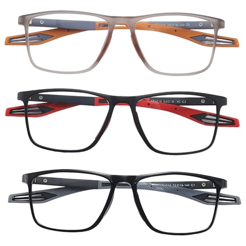 3 Pack Blaulichtfilter Brilles,Strahlungs UV Beschlagfreie Leichte Brille,Sportliche Federscharnierbrille für Männer Frauen ältere Menschen Leichter Körperlicher Betätigung und Täglichen Freizeit
