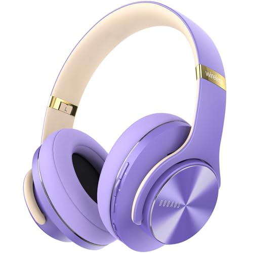 DOQAUS Bluetooth Kopfhörer Over Ear, [Bis zu 52 Std] Kabellose Kopfhörer mit 3 EQ-Modi, HiFi Stereo Faltbare Headset mit Mikrofon, weiche Ohrpolster für iPhone/ipad/Android/Laptops-Violett