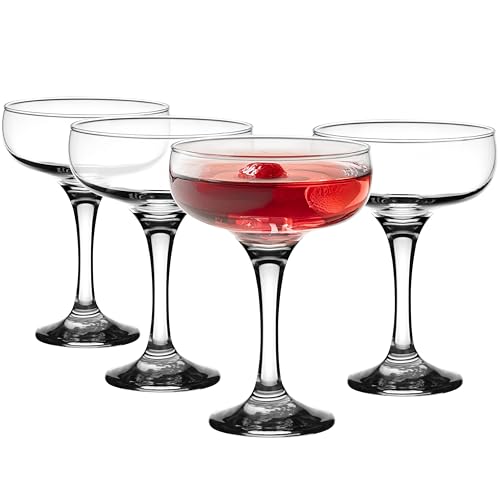 Glasmark KROSNO 1992 Sektgläser-Set Flach 4-teilig Champagner-Gläser 4-er Set Sektschalen aus Glas 4x170 ml