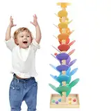 Hölzerner Musikbaum, 73cm Regenbogen Kugelturm, Regenbogen Kugelbahn, Klangbaum Holz Murmelbahn, RegenbogenKugel Singender Baum, Rollbahnspiel, Musik Baum Spielzeug Kugelturm Für Kinder