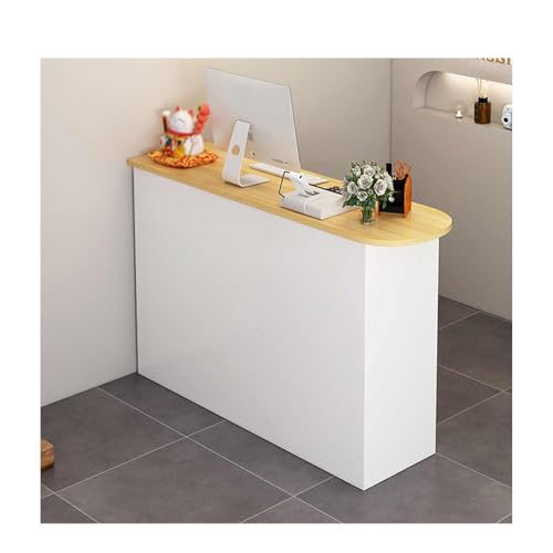 HOFUNTRE Empfangstheke Mit Schubladen，Moderne Rezeption，Sichere Und Abgerundete Ecken Verhindern Stöße Und Verletzungen, Schlichtes Aussehen, Robust Und Langlebig(Wood)