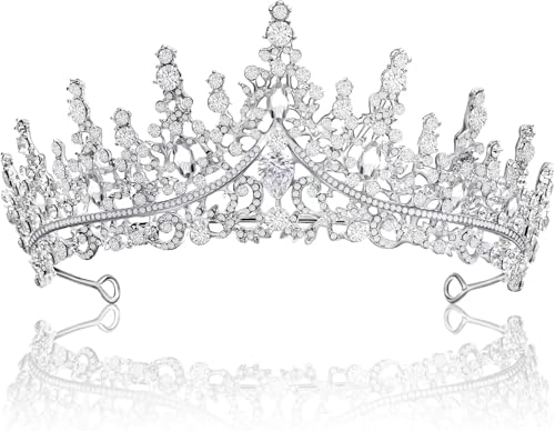 Krone Damen Fasching, Krone Prinzessin Erwachsene Diadem Silber, Prinzessinnen Krone Mädchen Tiara Damen, Diadem Hochzeit Karneval Geburtstag Party Prinzessin Krone Kostüm Damen Accessoires