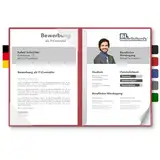 5 Stück zweiteilige Bewerbungsmappen BL-exclusivdruck® BL-plus in Rubinrot - Premium-Qualität mit edler Relief-Prägung 'Bewerbung' - Produkt-Design von 'Mario Lemani'