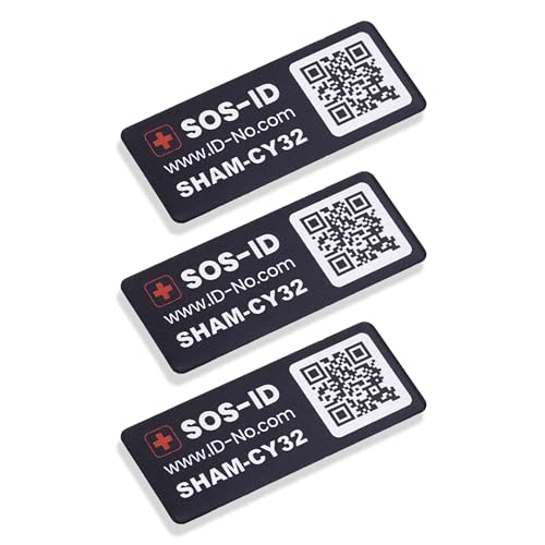 SOS-ID Label (3er-Set) – SOS-ID Etikett mit QR-Code – langlebiges & kratzfestes Klebelabel – schneller Zugriff auf wichtige Gesundheitsdaten für Ersthelfer oder Rettungskräfte
