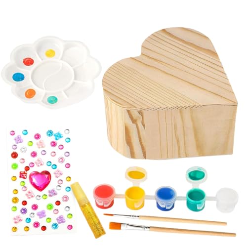 Opvonxeh Paint Your Own Jewelry Box, Jewelry Chest Box Painting Set, Storage Arts and Crafts, 3,94 x 3,15 x 1,57 Zoll Creative Craft Aged 3-12 Years Old, Decorate
