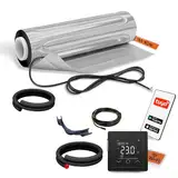 EH Expert AluPROFI -150 W/m²- 12 m² -Heizmatten-Set für schwimmende Bodenbeläge –Elektrische Fußbodenheizung für Vinyl, Laminat, Parkett– mit WLAN-Touchthermostat und Installationsmaterial (Schwarz)
