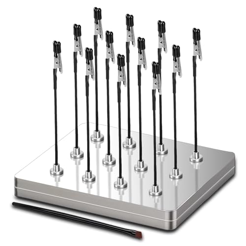 Ruimooto Professionelle Dritte Hand mit Magnetfuß. 12 x Flexibler Krokodilklemmen, 1 Bürste und 1 Eisenbox Basis - Ideal für Löthilfe, Modellbau zubehör und Platinenhalter