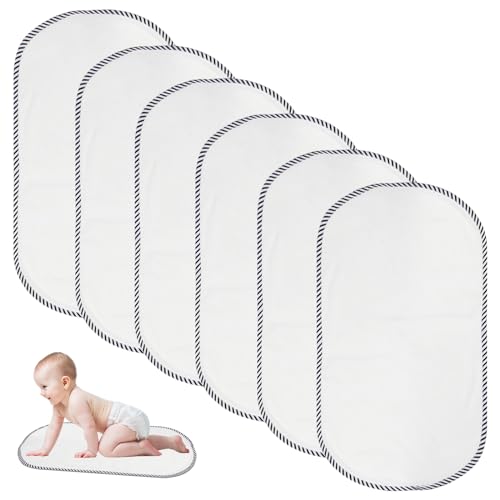Wiederverwendbar Wickelunterlage für Babywindeln: WEGREAT 6 Stück Wickelunterlage Waschbar, Wasserdicht, 30x60cm Wickelunterlage aus Bambus-Viskose, Sanft & Schützend - Komfort für Babys, Weiß