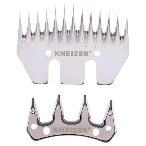 KNEIZER Schafscherenklingen - Ersatzklingenset für Schafschermaschine - Schafschermaschine Schermesser - Hochwertiges Stahlscheren-Set - Ober- und Untermesser - Geeignet für alle Schafrassen