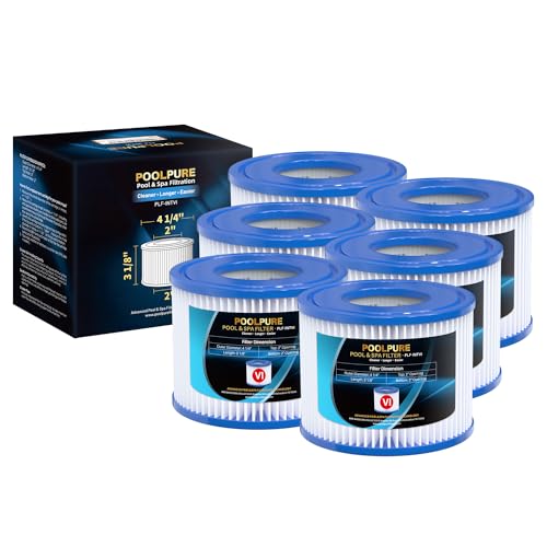POOLPURE Filter VI, Spa für Pool,Filterkartuschen VI, WhirlpoolMiami Monaco, PoolFilter Ersetzt die Originalkartusche, Spa Zubehör,Coleman SaluSpa 90352E (6er)