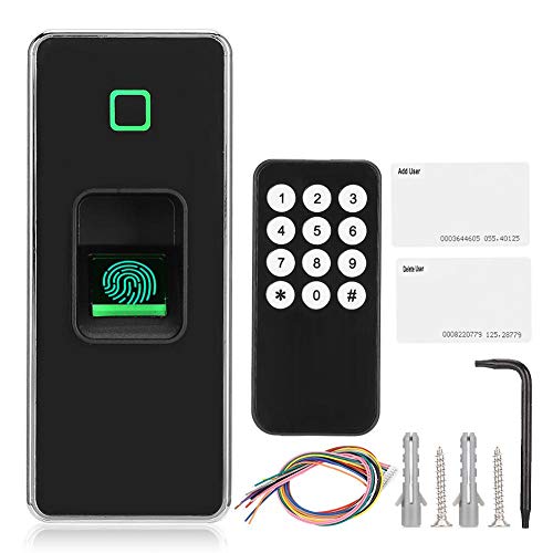 Tosuny RFID Access Controller, Türzugangskontrollsystem Unterstützt Externe EM/IC/HID Wiegand 26, Wasserdichter Fingerabdruck Türöffner für Büros, Fabriken