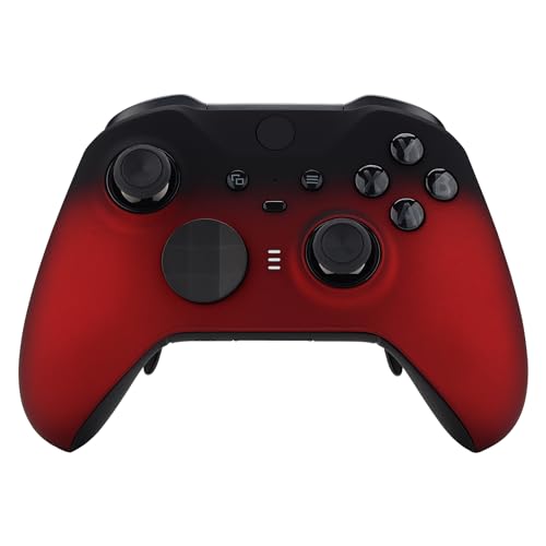 eXtremeRate Front Gehäuse für Xbox Elite Series 2/Series 2-Core Controller,DIY-Ersatz Hülle&Thumbsticks Accent-Ring Case Shell Set für Xbox Elite Series 2 Gamepad Modell 1797-Verlaufende Schwarz Rot