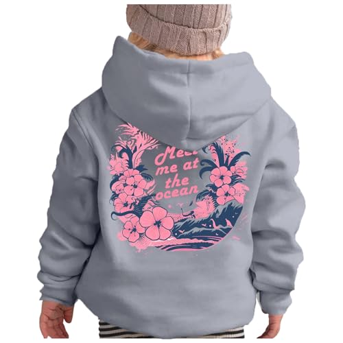 Generisch 2025 - Mädchen Kapuzenpullover Langarm Weiches Sweatshirt Grafik Hoody Kinder Niedliche Pullover Top Kleidung Für Mädchen Strickpullover Jungen 152 (Grey, 7-8 Years)
