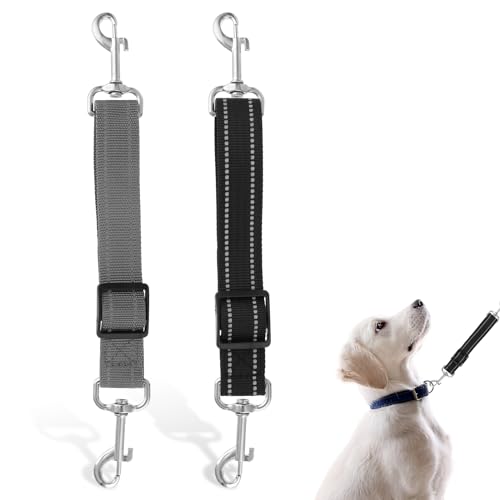 AHQiZFX 2 Stück Hundeleine,Hunde Leine Kurz,Hundehalsband Clips,Reflektierende Nylon Schleppleine,Verstellbarer Haustier Hundehalsband,Hunde Schleppleine mit 2 Karabiner,für Hundewelpen Lauftraining