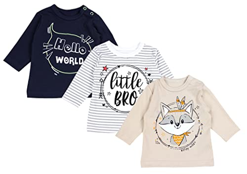 TupTam Unisex Baby Langarmshirt mit Spruch Aufdruck 3er Set, Farbe: Junge 2, Größe: 68
