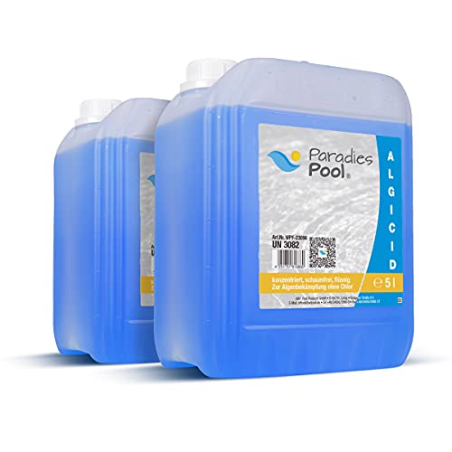 Paradies Pool Algizid für Pool, schaumfrei, Algenschutz, Schwimmbecken, chlorfreies Algenschutzmittel, algenvorbeugend, Schutz vor Algenbildung, Inhalt: 10 Liter