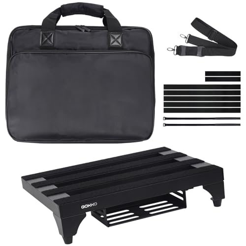 GOKKO Supper Light Gitarren-Pedalboard, 960g, 35 x 28 cm, Pedalboard aus Aluminiumlegierung mit Halterung für die Stromversorgung