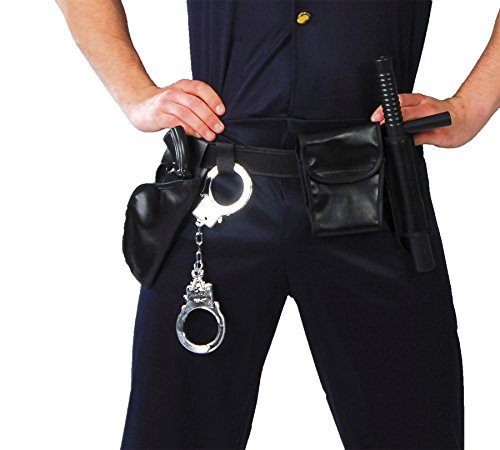FIESTAS GUIRCA | Polizeigurt mit Handschellen, Pistole und Schlagstock - Zubehör für SWAT- und Gesetzeshüter Kostüme - Ideal für Halloween, Karneval und Kostümpartys - Für alle Nutzer - Schwarz