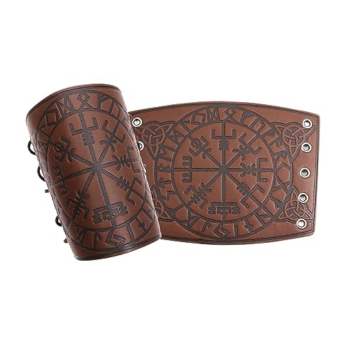 POFET Paar Wikinger-Handgelenkschutz mit Prägung, Wikinger-Kostüm für Herren, für Theateraufführung, Cosplay, Halloween-Kostüm