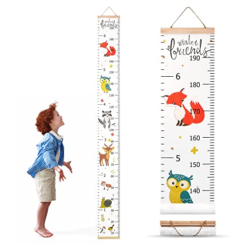 Vesaneae Wachstum Messlatte für Kinder, Wachstum Messlatte Wandbehang, Höhe Wachstum Diagramm,Wachstumstabelle mit Tiere Motiven, Größenmesser Baby, Wanddekorationen für Schlafzimmer Kinderzimmer