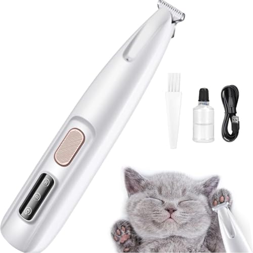 Haustierhaarschneider mit LED-Licht, Profi Tierhaarschneidemaschine, Kabellos Hund Pfoten Trimmer, Haustier Rasierer für Hunde Katzen Pfoten, Augen, Ohren, Gesicht, Körper
